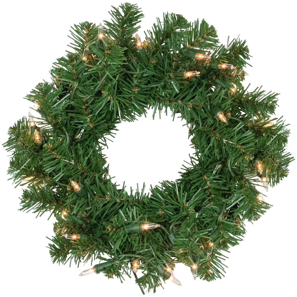 34865252 12 in. Clear Lights Pre-Lit Deluxe Dorchester Pine Artificial Christmas Wreath