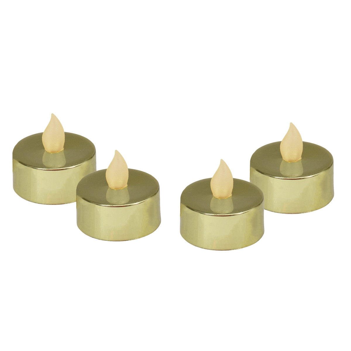 1.5 in. x 1.5 in. Dia. LED Lighted Flickering Flame Tea Light Candles, Metallic Gold - Set of 4