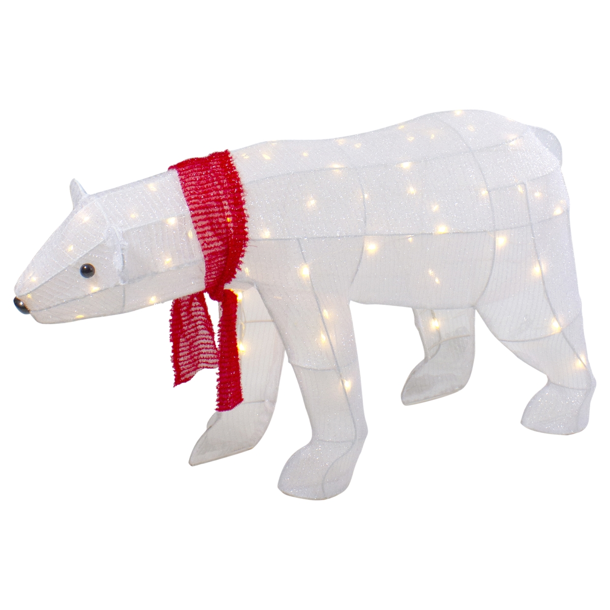 34860034 32 in. LED Lighted Tinsel Polar Bear Outdoor Christmas Decoration -  NorthLight