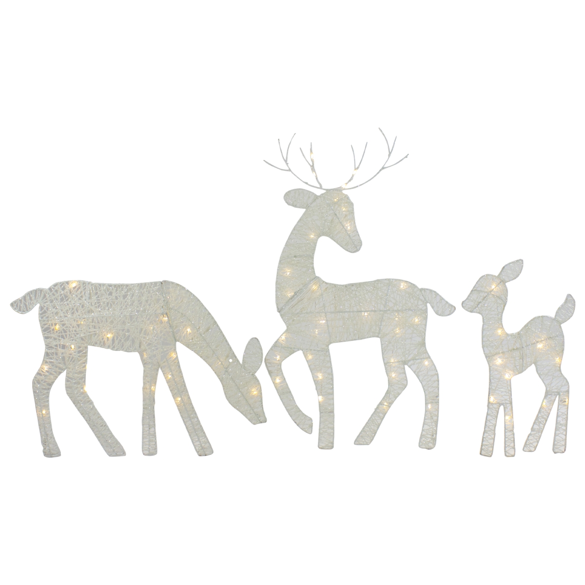 34860041 29 in. LED Lighted White Reindeer Family Outdoor Christmas Decorations - Set of 3 -  NorthLight