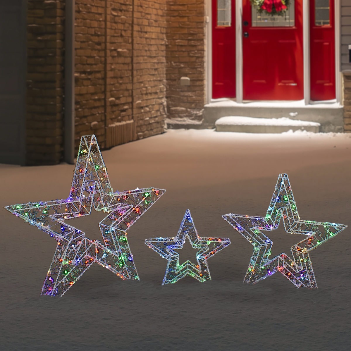 34860056 23 in. LED Lighted Color Changing Stars Outdoor Christmas Decorations - Set of 3 -  NorthLight