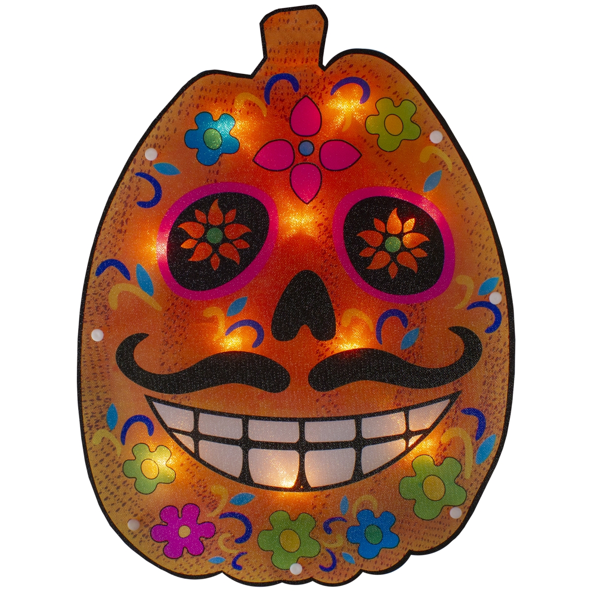 Picture of Northlight 34854948 15 in. Lighted Sugar Skull Pumpkin Halloween Window Silhouette