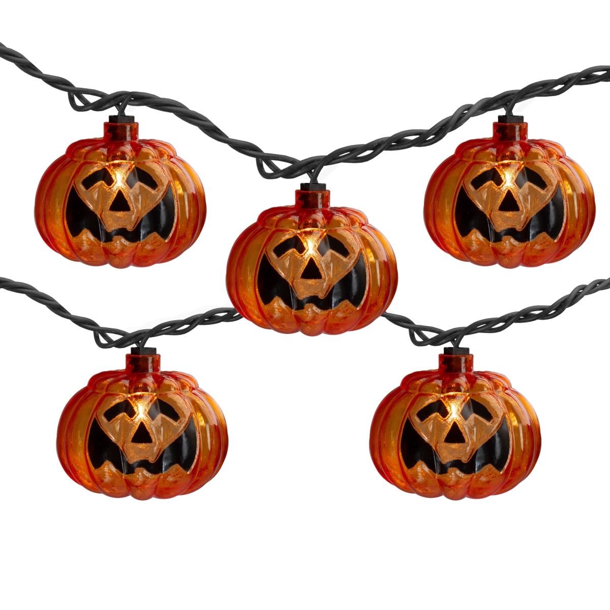 Picture of Northlight 34854972 7.5 ft. Black Wire Jack O Lantern Shaped Halloween Lights - Set of 10