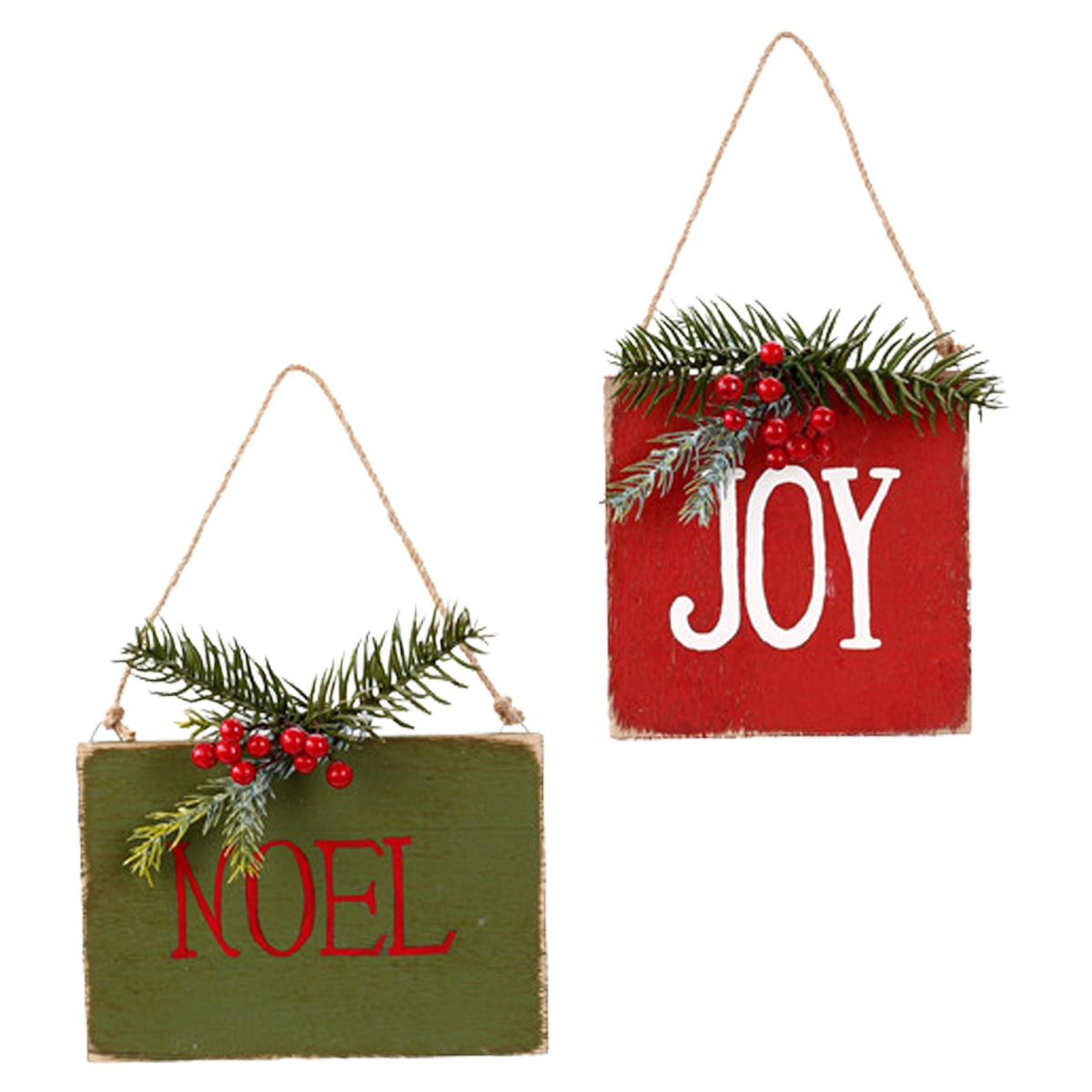 34865445 7 in. Hanging NOEL Christmas Wall Decor with Pine & Berries