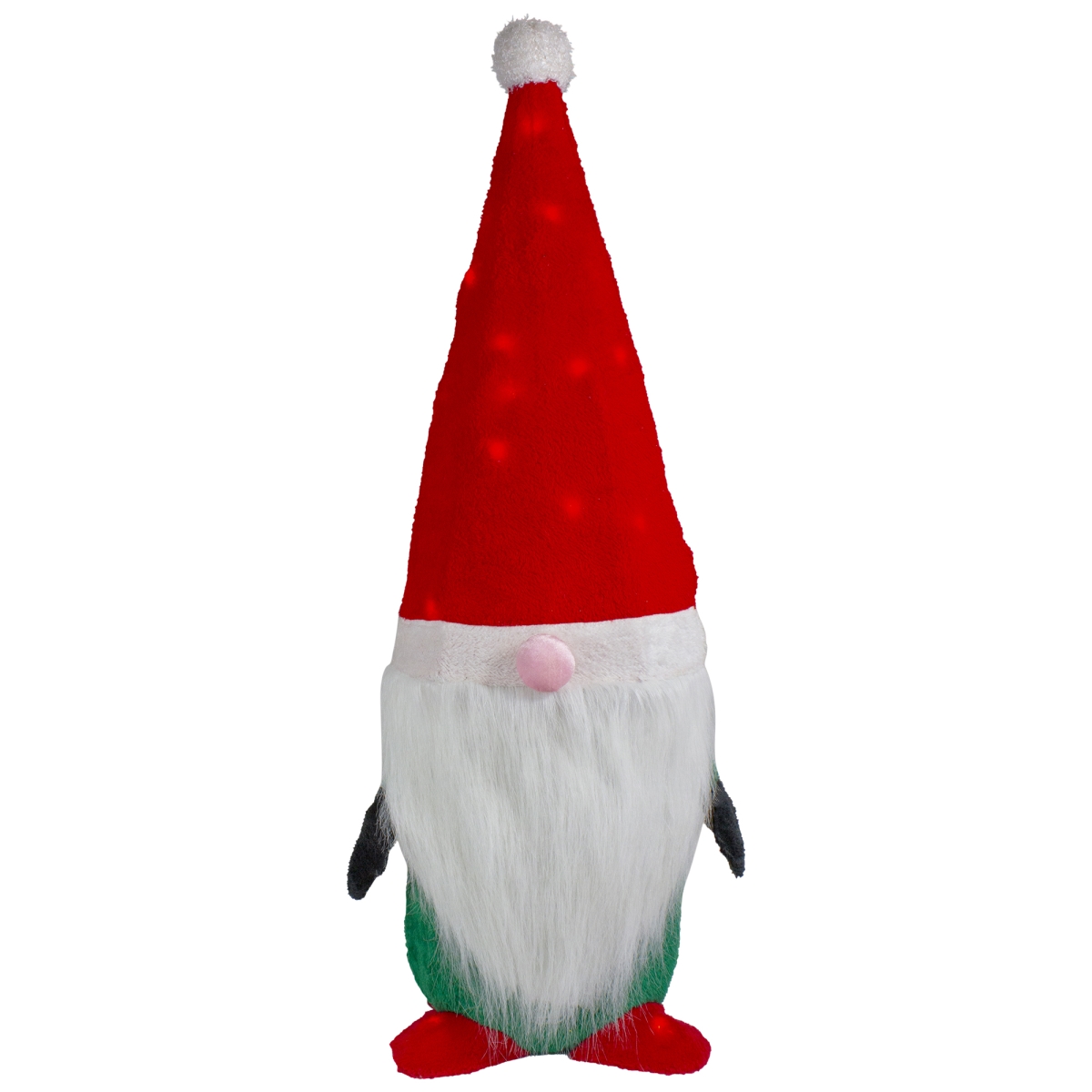 34862263 35 in. Lighted Christmas Gnome Yard Decoration, Red & Green