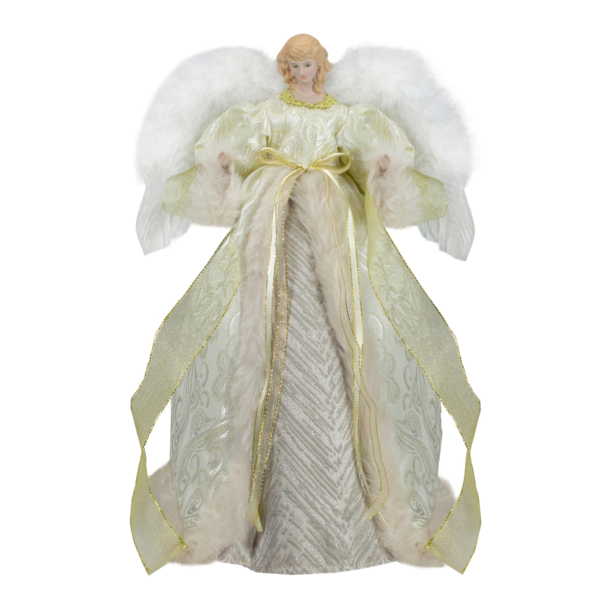 34308687 18 in. Lighted White & Gold Angel in a Dress Christmas Tree Topper with Warm White Lights -  NorthLight