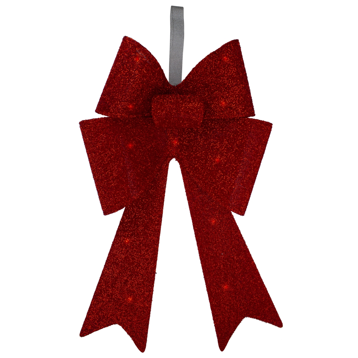 34859988 26 in. LED Lighted Red Tinsel Bow Christmas Decoration -  NorthLight