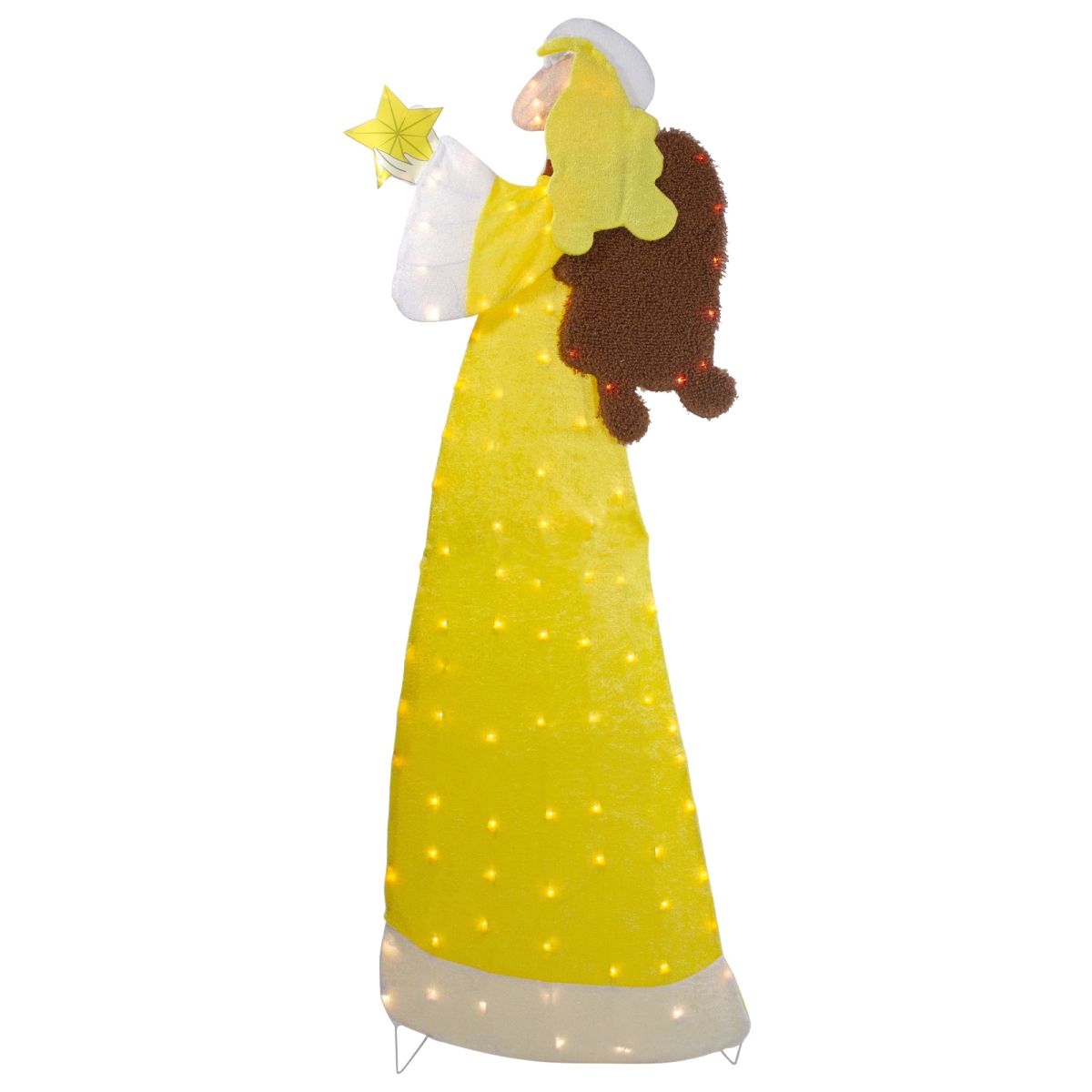 34854941 72 in. Lighted 2D Yellow Chenille Angel Outdoor Christmas Decoration -  NorthLight