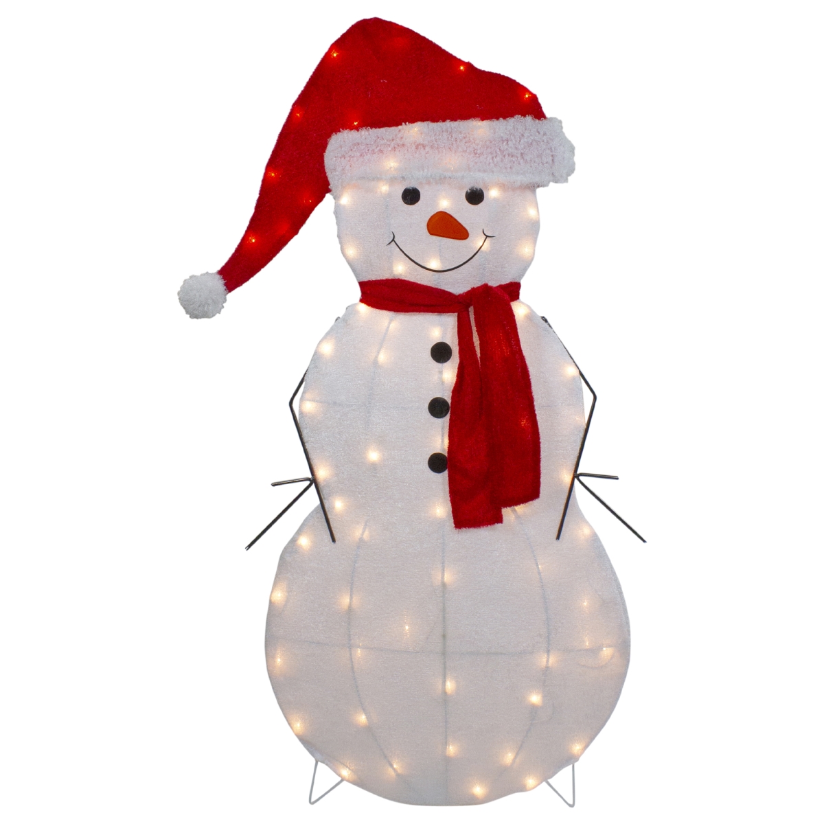 34854943 42 in. Lighted 2D Chenille Snowman in Santa Hat Outdoor Christmas Decoration -  NorthLight