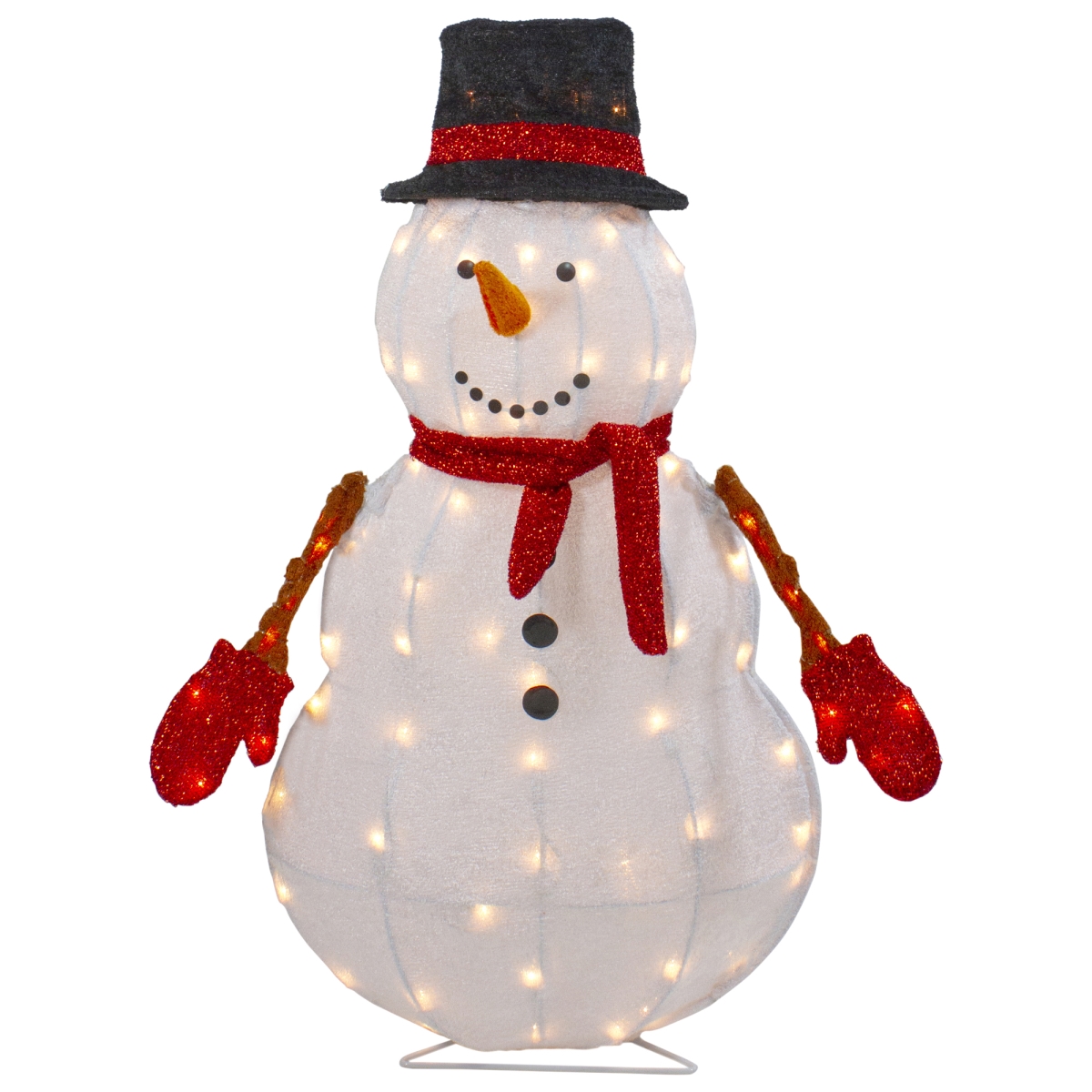 34854944 32 in. Lighted 3D Chenille Snowman in Top Hat Outdoor Christmas Decoration -  NorthLight