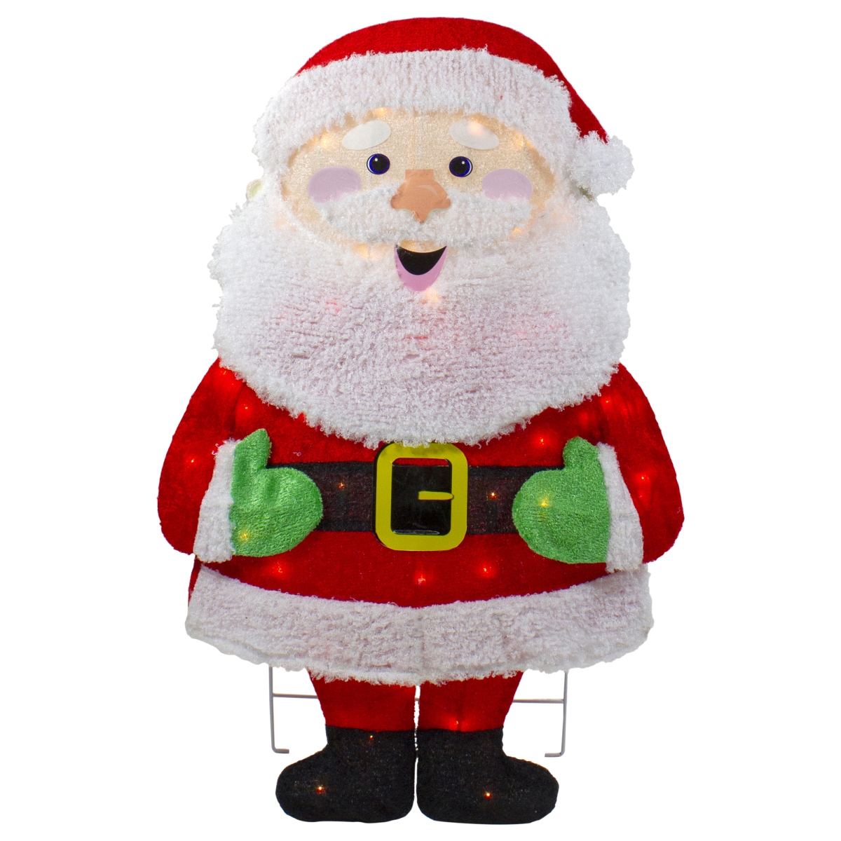 34854945 32 in. Lighted 2D Chenille Santa Outdoor Christmas Decoration -  NorthLight