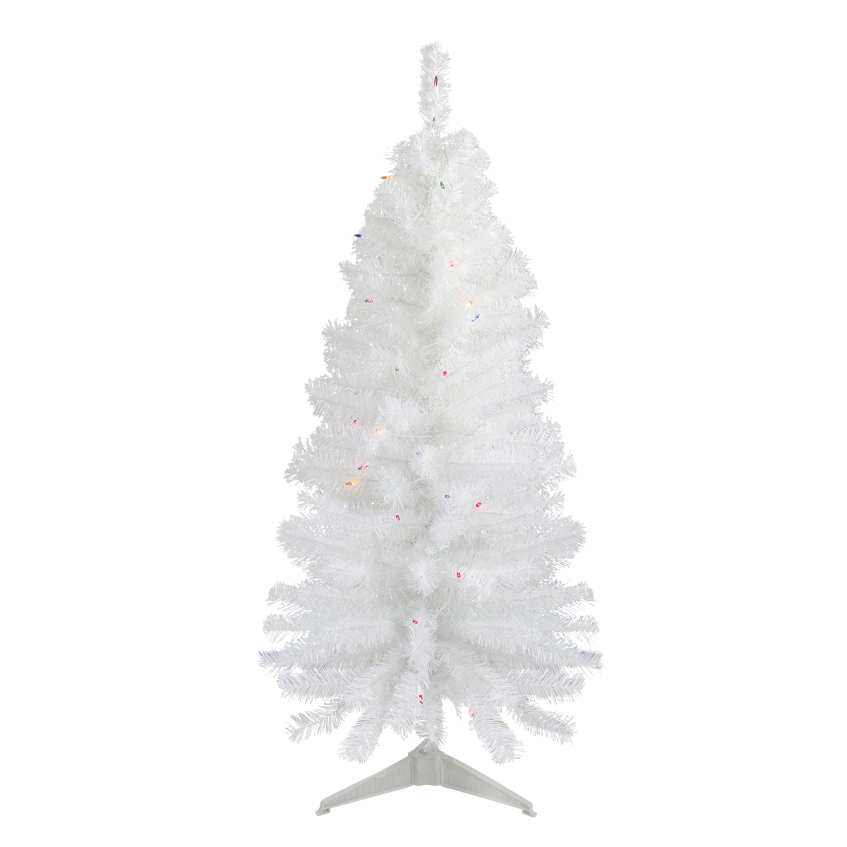 34908444 3 ft. Pre-Lit Woodbury White Pine Slim Artificial Christmas Tree, Multi Lights -  NorthLight