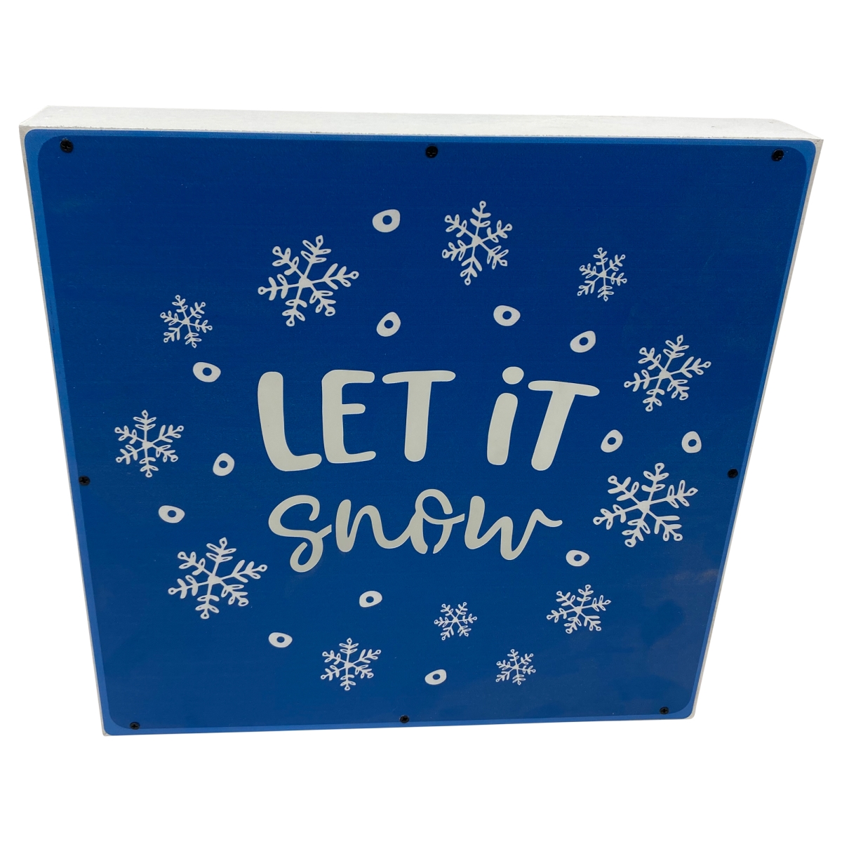 34865401 12 in. Square Let it Snow Woodblock Christmas Sign