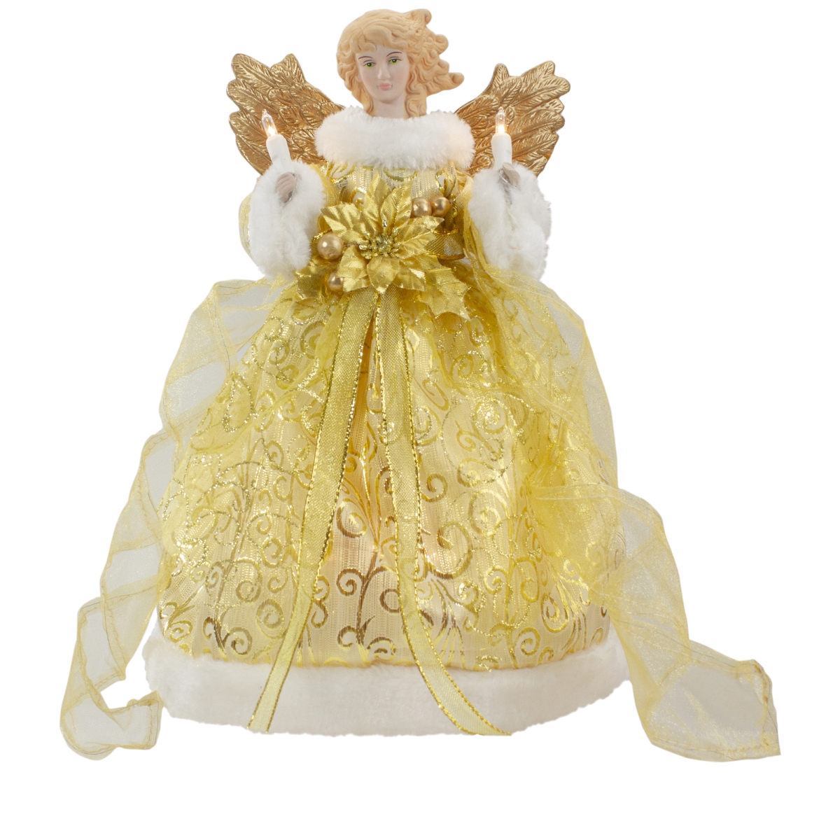 Picture of Northlight 34850967 12 in. Lighted Angel with Wings Christmas Tree Topper, Gold - Clear Lights