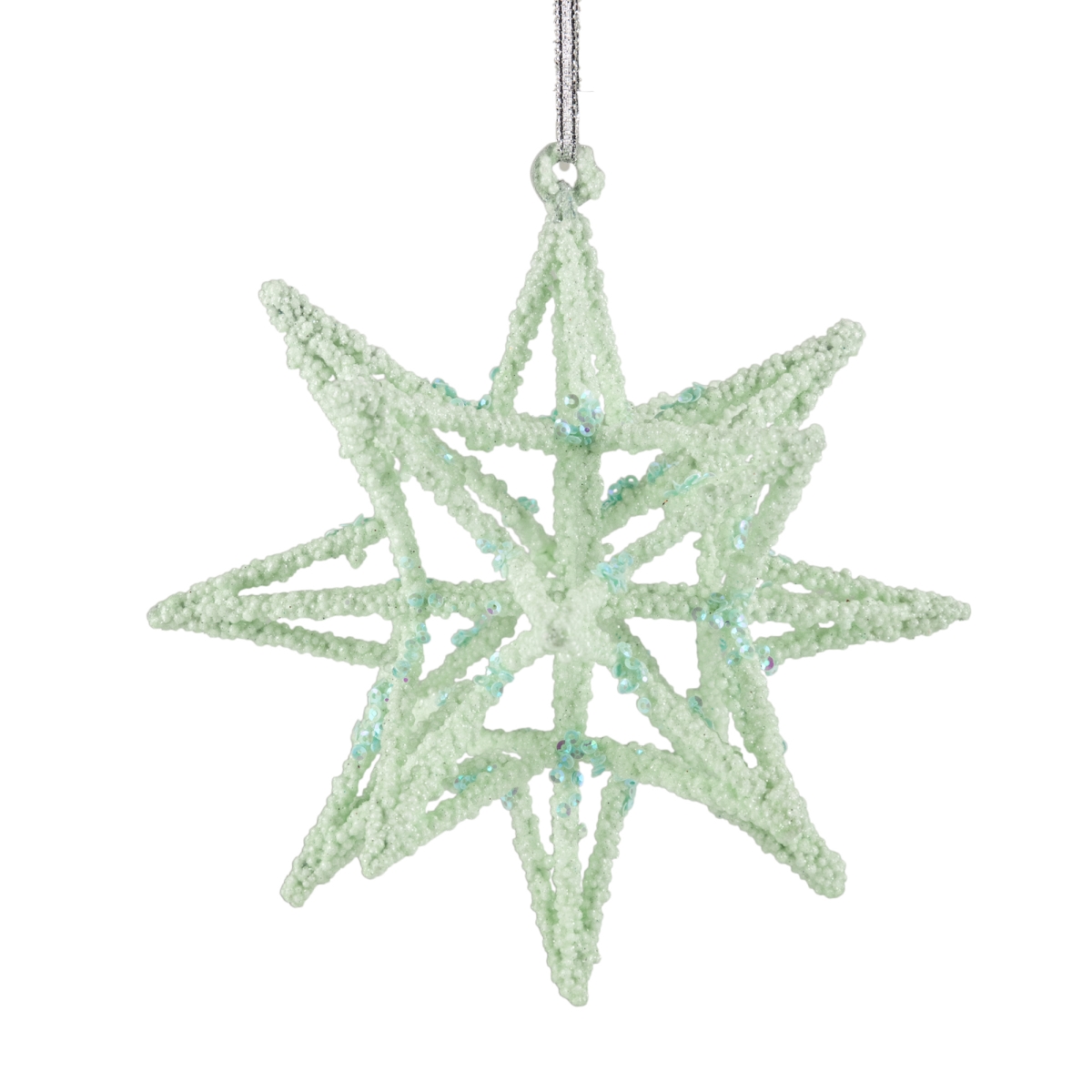 34861485 7 in. Starburst Looped Iron Wire Christmas Ornament, Light Blue