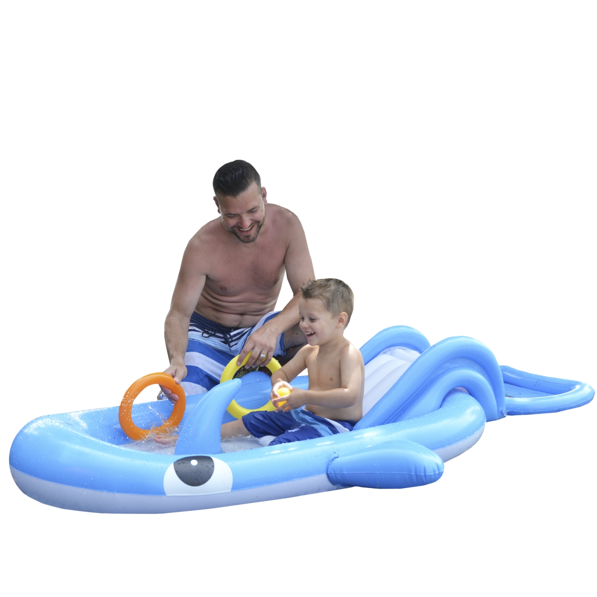 34808594 6.75 ft. Inflatable Childrens Whale Shaped Interactive Play Pool