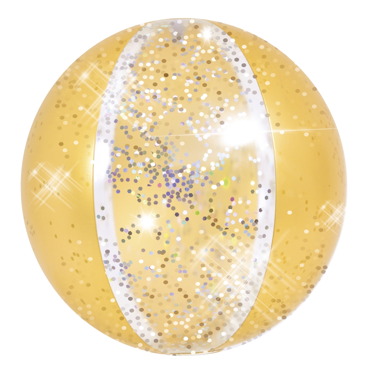 34808582 16 in. Yellow Glitter Inflatable Beach Ball