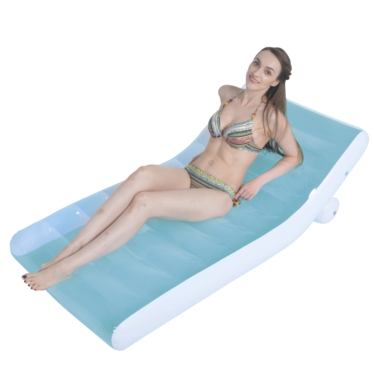 34808553 66.5 in. Blue & White Inflatable Pool Lounger Float -  Pool Central