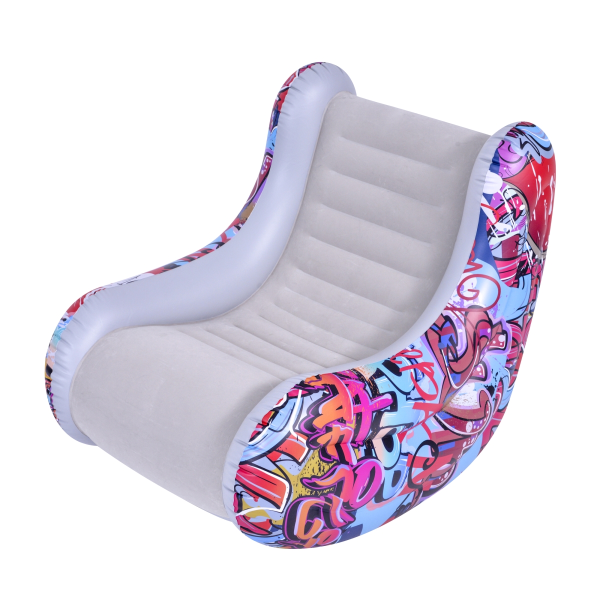 34808549 37 in. Graffiti Design Flocked Inflatable Lounge Chair