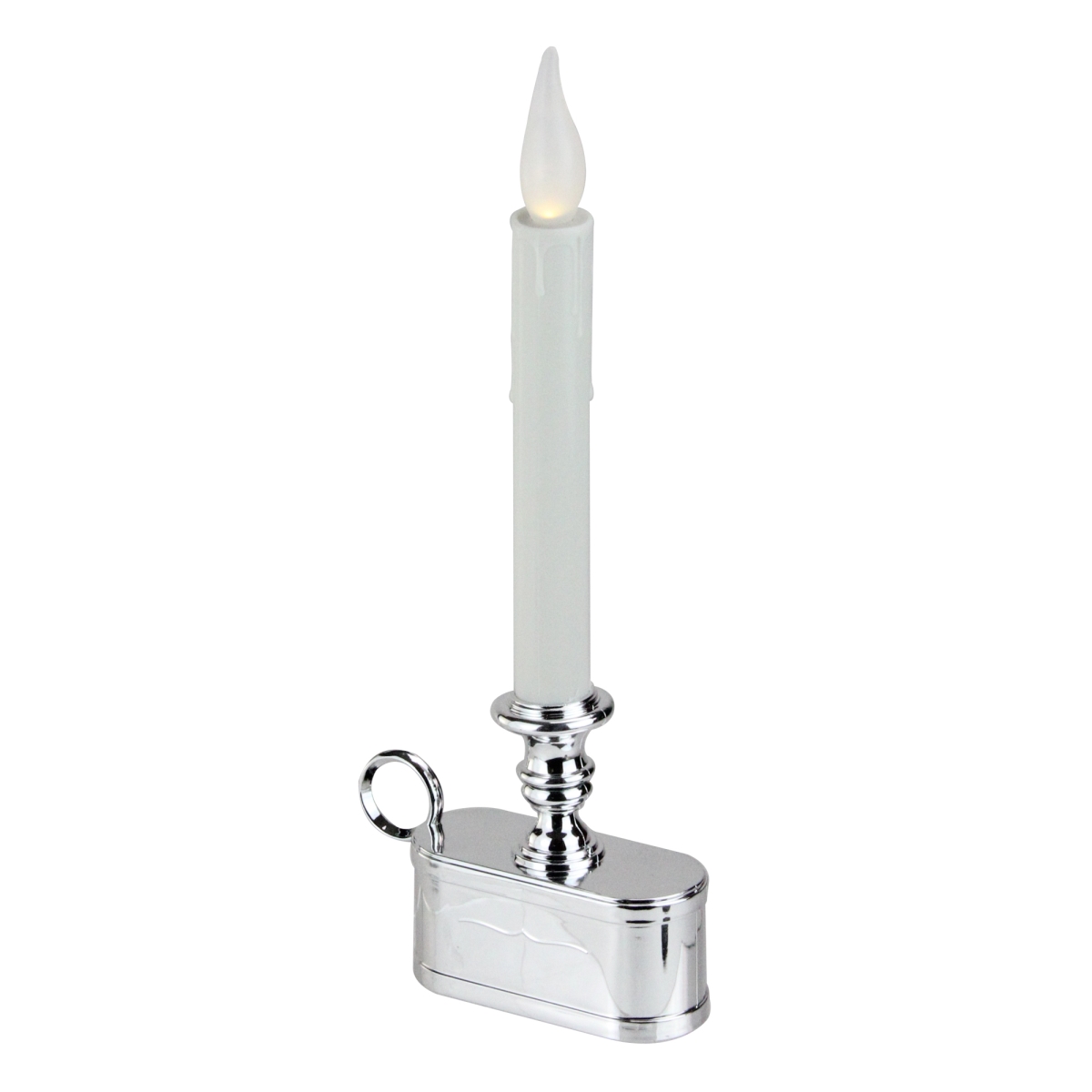Picture of Brite Star 32636928 11 in. Battery Operated White & Silver LED Christmas Candle Lamp with Toned Base