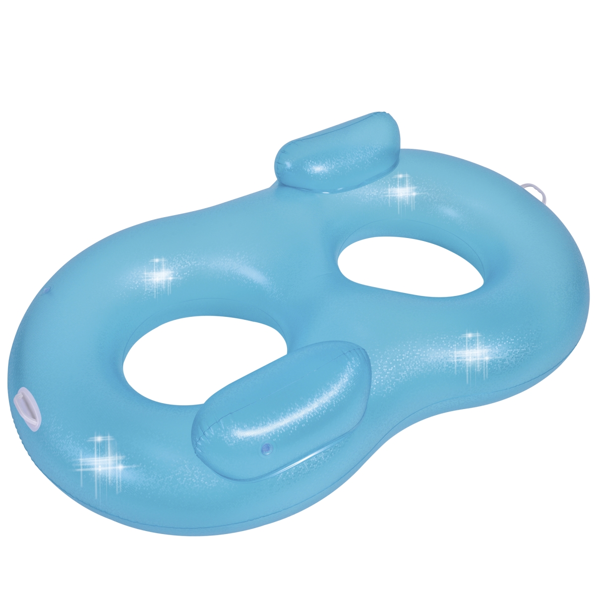 34808552 74 in. Blue Mosaic Inflatable Duo Water lounger -  Pool Central