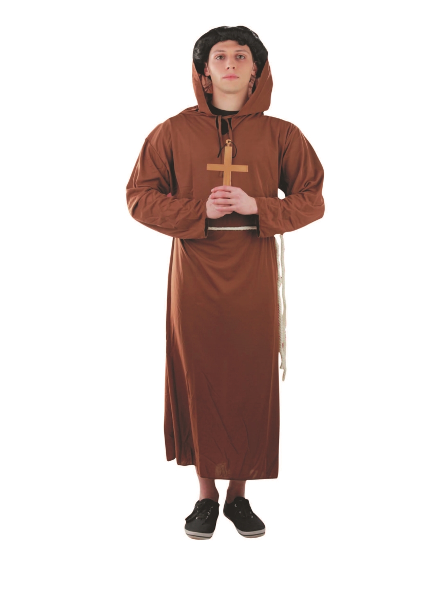 Picture of Northlight 33906243 Brown & White Monks Robe Men Adult Halloween Costume - Medium