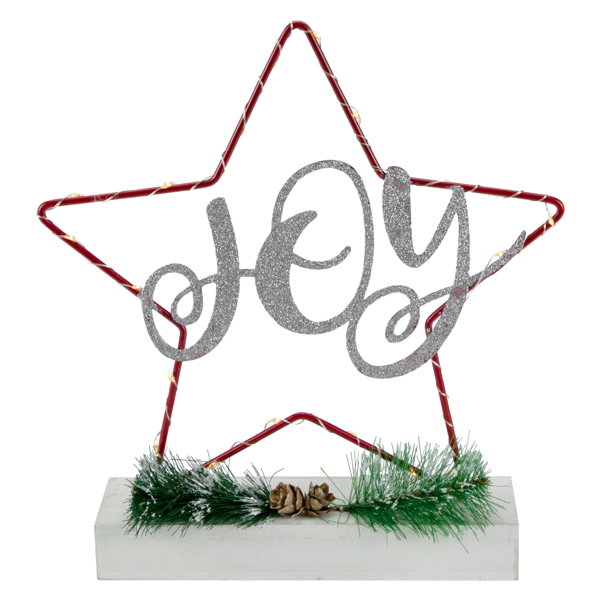 34861534 11 in. LED Lighted Star Silhouette Christmas Joy Sign