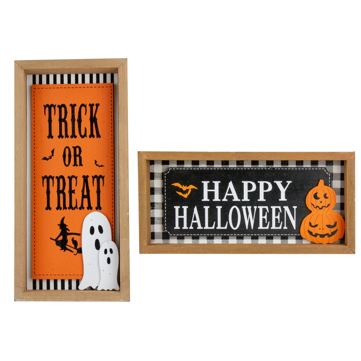 Picture of Northlight 34865368 Happy Halloween Wooden Shadow Box Plaques - Set of 2