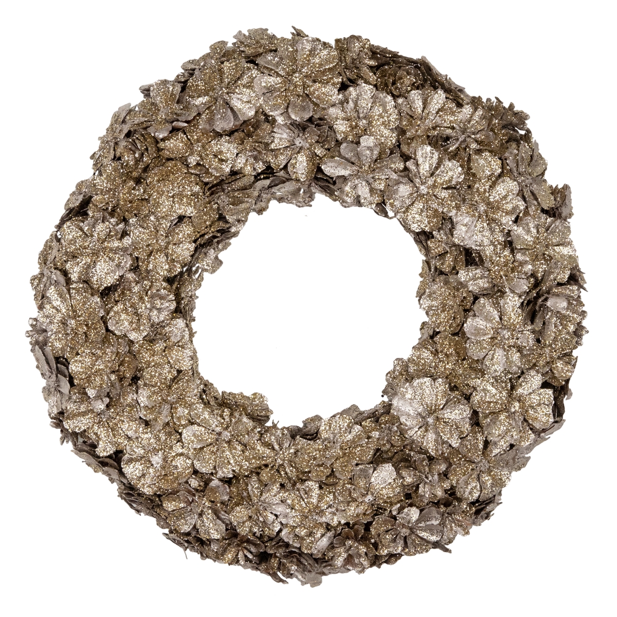 34868415 12 in. Gold Glitter Pine Cone Artificial Christmas Wreath