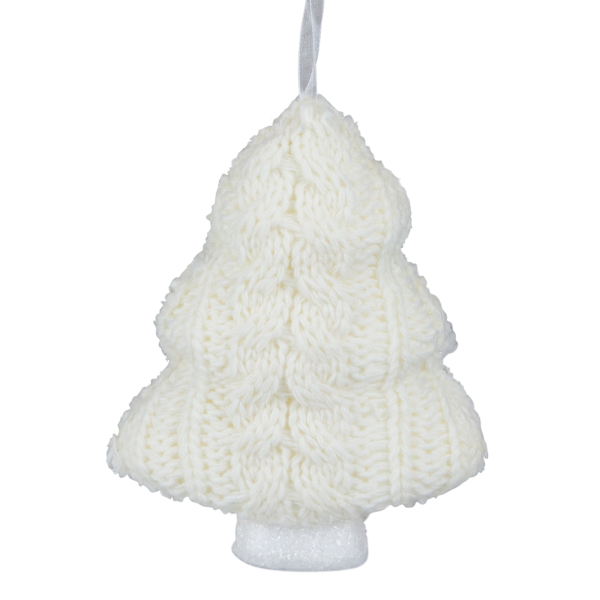 34881556 6 in. Cream Cable Knit Christmas Tree Shaped Ornament