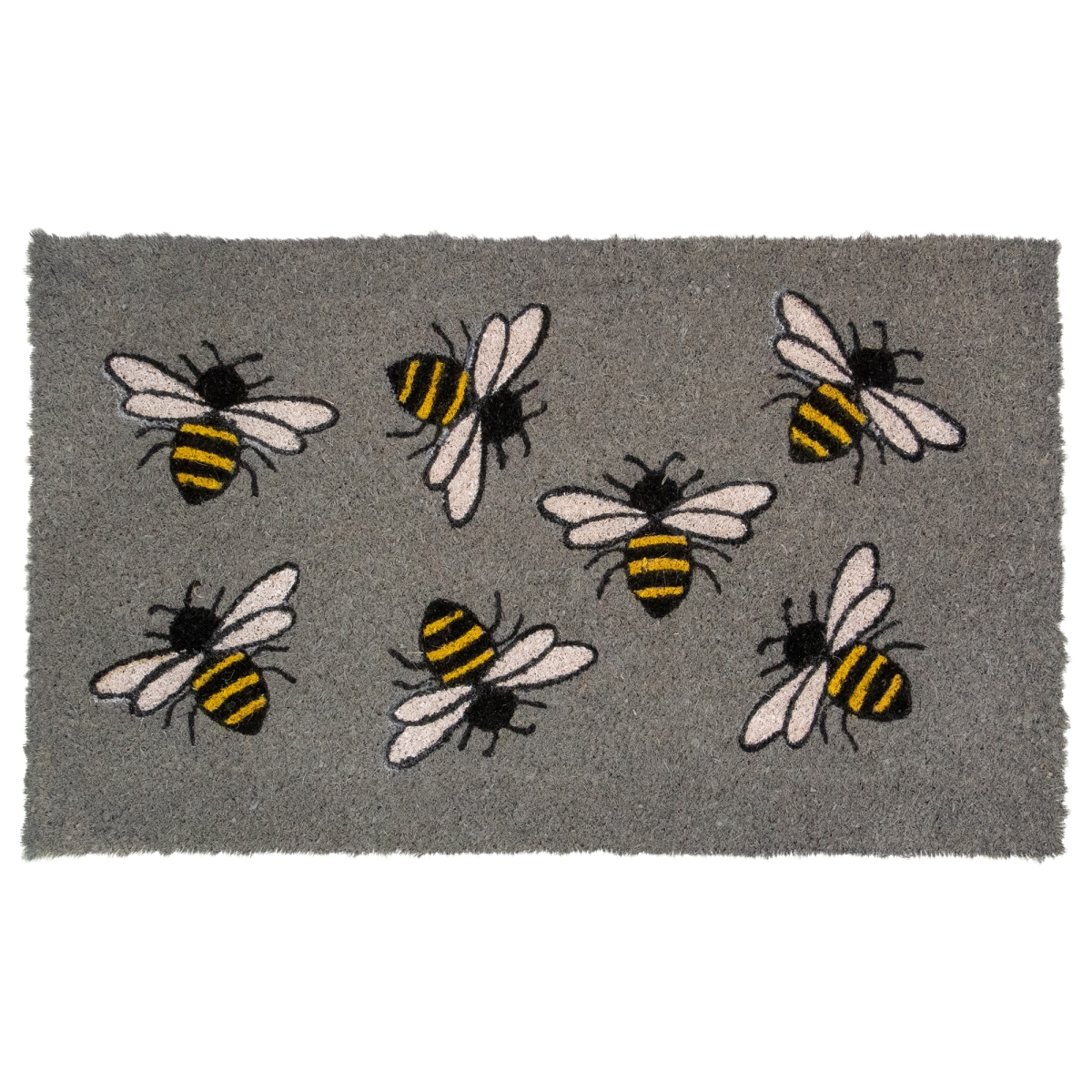 34865005 18 x 30 in. Natural Coir Outdoor Rectangular Bumble Bee Doormat