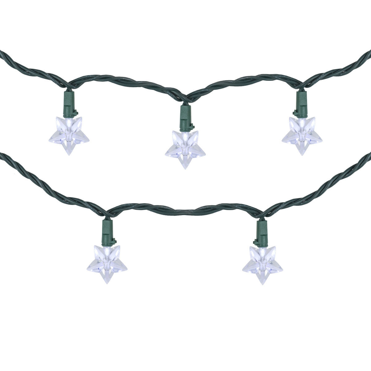 4 ft. Green Wire Pure White LED Star Christmas Light Set - 10 Count