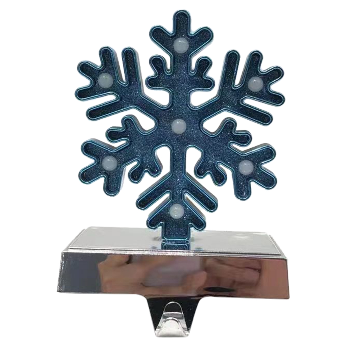 34865040 7 in. Blue & Silver LED Lighted Snowflake Christmas Stocking Holder -  NorthLight