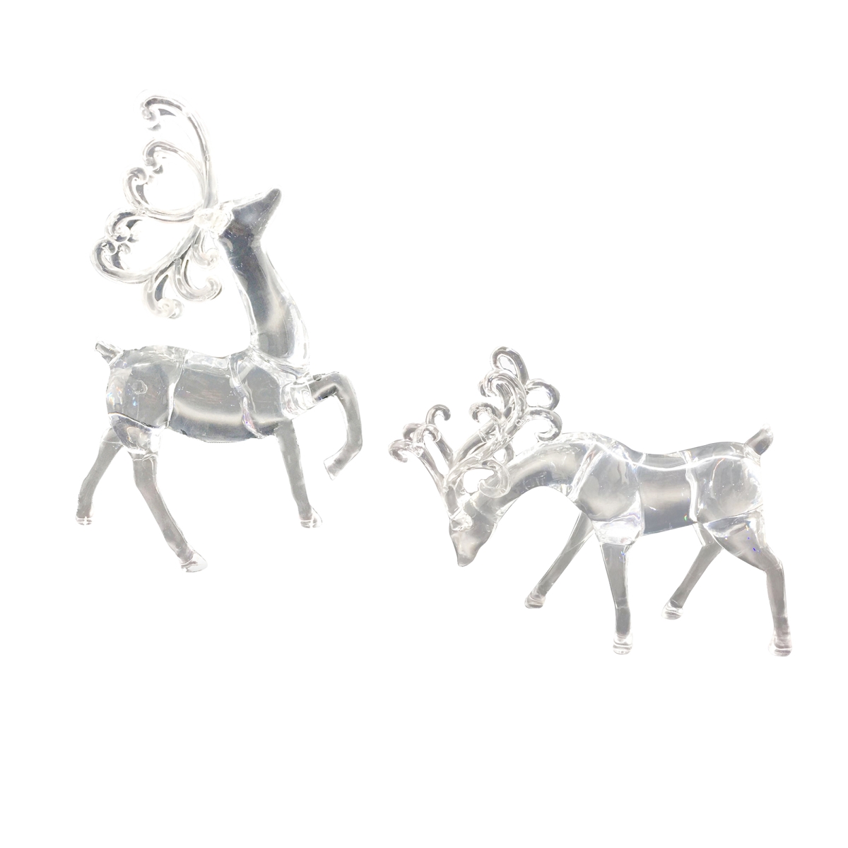 34858438 9.25 in. Clear Standing Reindeer Christmas Figurine - Set of 2 -  NorthLight