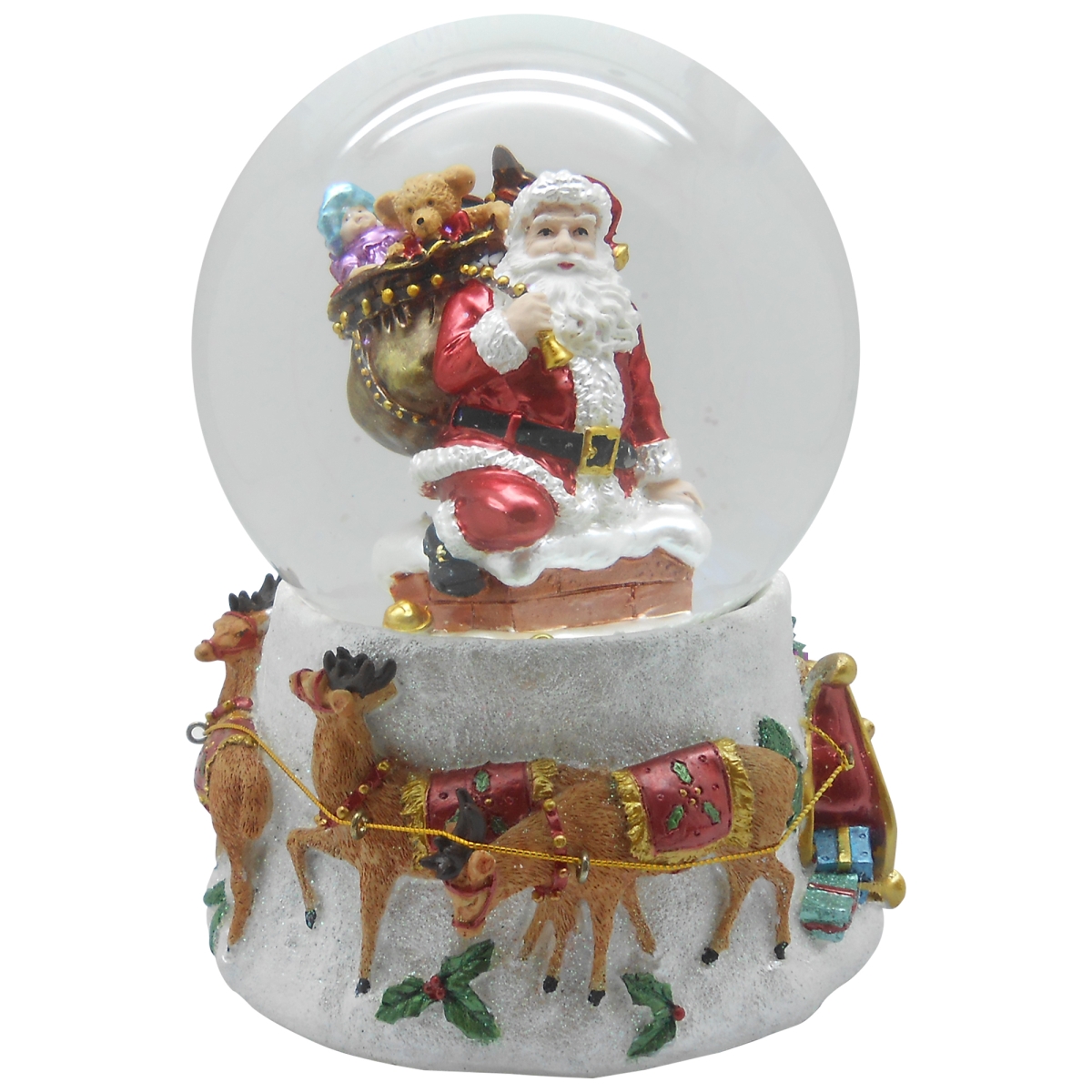 6.75 in. Santa Going Down the Chimney Musical Christmas Snow Globe