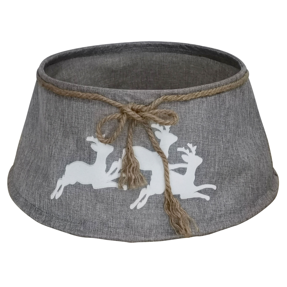 34858412 22 in. Reindeer Christmas Tree Collar, Gray with White -  NorthLight