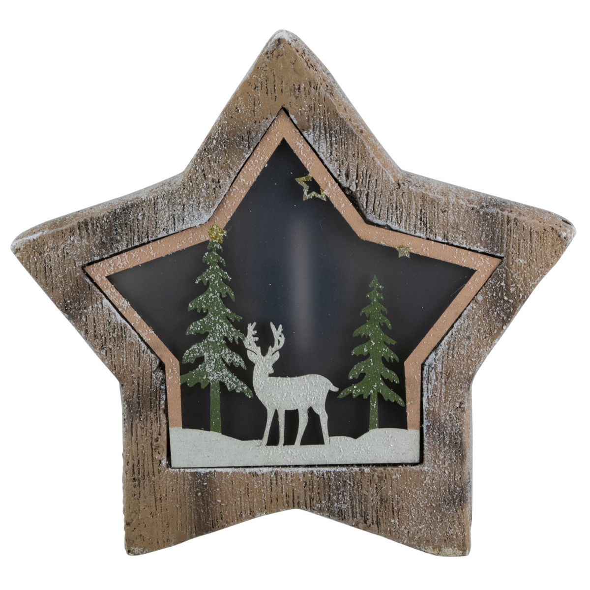 34865271 13.25 in. LED Lighted Star with Reindeer in the Woods Scene Christmas Decoration -  NorthLight