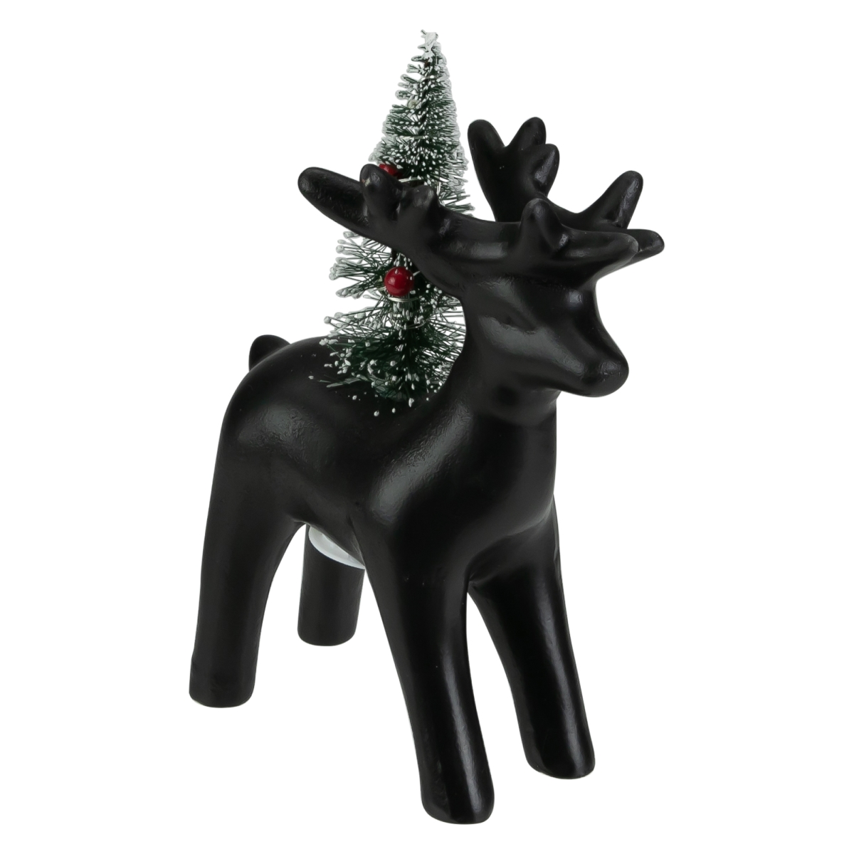 34865288 7.5 in. LED Lighted Ceramic Standing Reindeer with Christmas Tree, Warm White Lights -  NorthLight