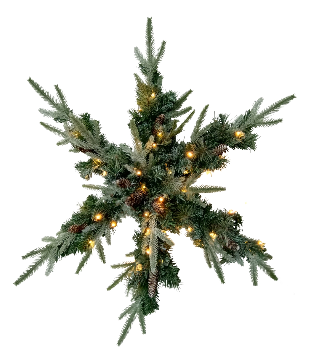 34936416 32 in. Pre-Lit Artificial Mixed Pine & Pine Cone Christmas Snowflake Wreath