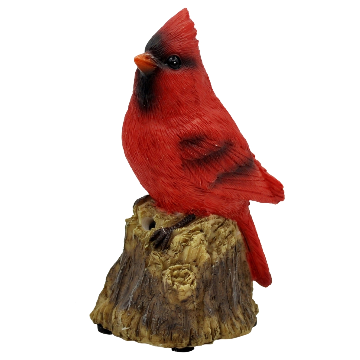 34858373 4.5 in. Red Cardinal Bird on a Tree Stump Christmas Figurine