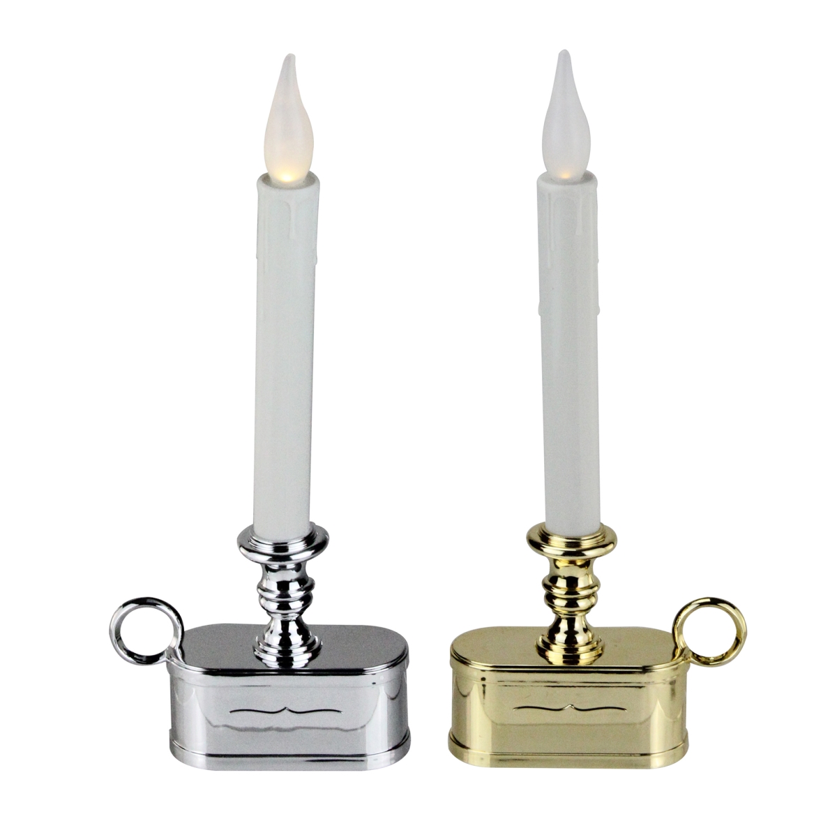 Picture of Brite Star 32813547 11 in. Club Battery Operated Gold & Silver LED Christmas Candle Lamp with Base - Pack of 12