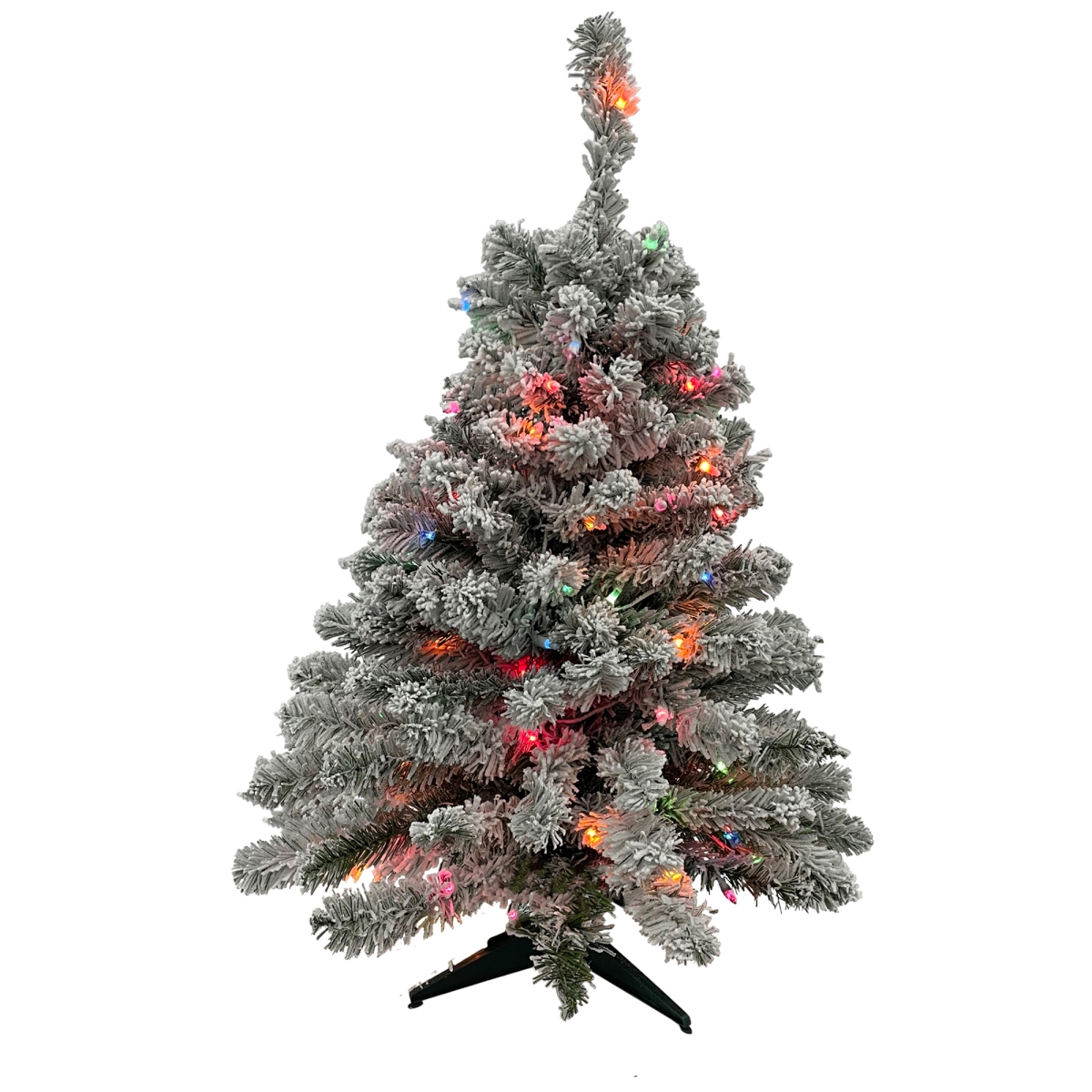 34908486 3 ft. Pre Lit Medium Heavily Flocked Madison Pine Artificial Christmas Tree with Multi Light -  NorthLight