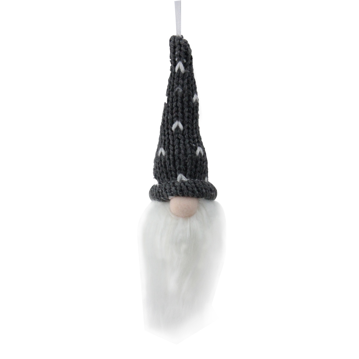 32632813 8 in. Hat Christmas Santa Gnome Head Ornament, Gray