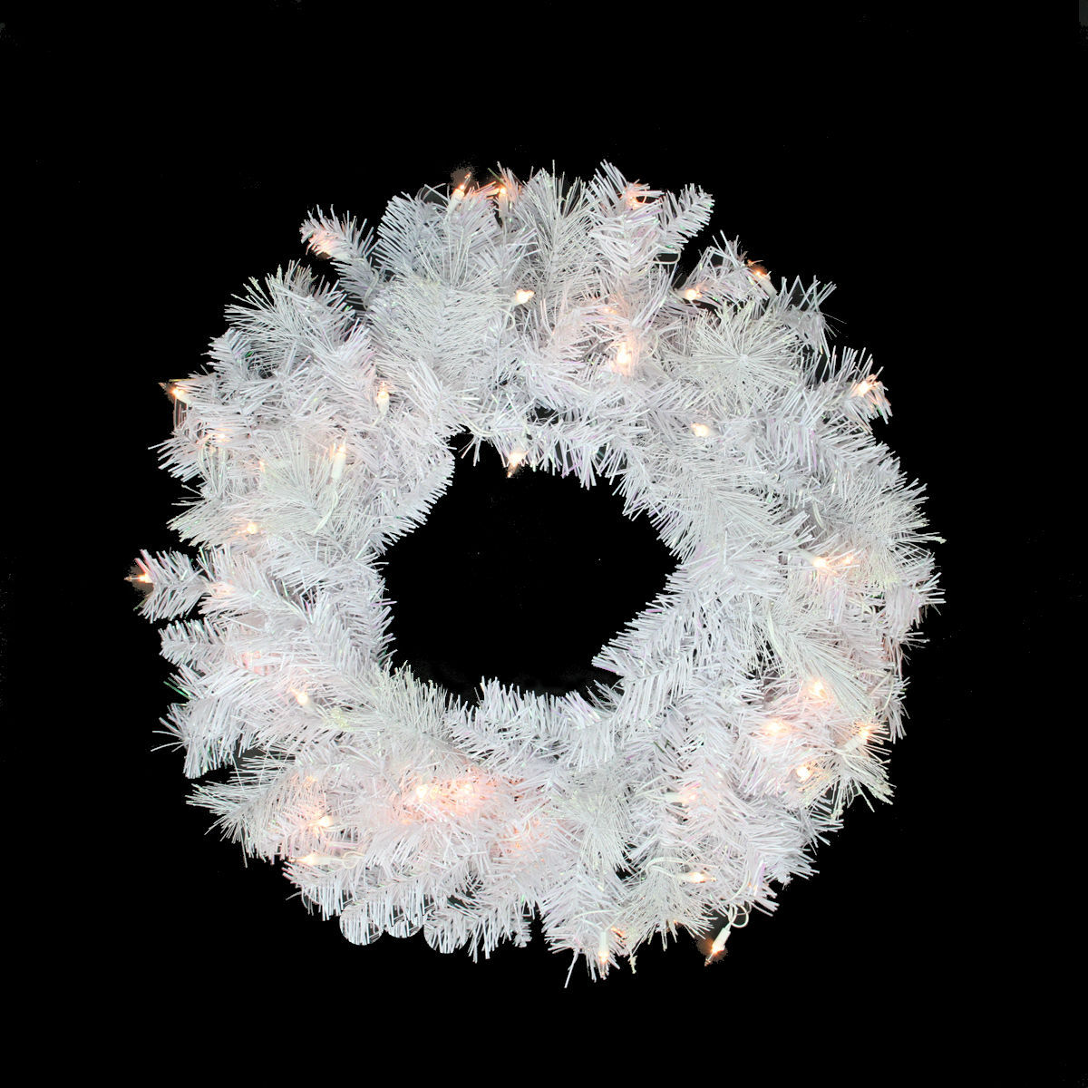 34908491 24 in. Pre Lit Vermont White Pine Artificial Christmas Wreath, Clear