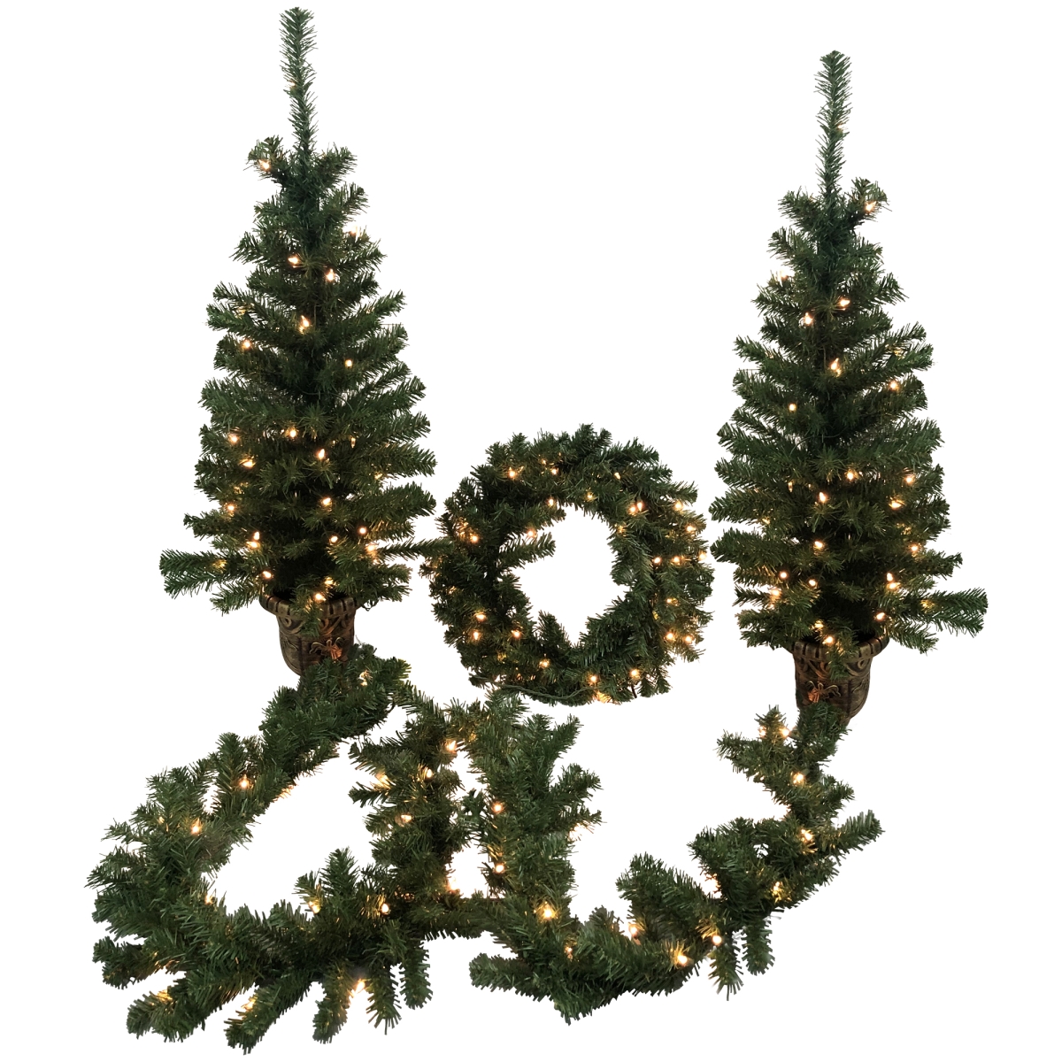 34908530 Pre Lit Artificial Wolcott Spruce Christmas Entryway Set -  NorthLight