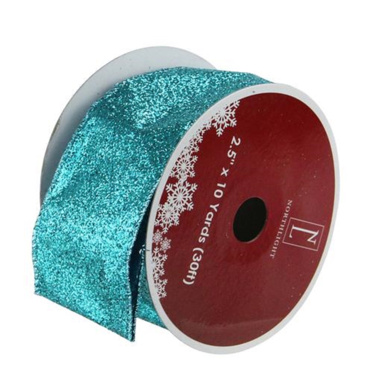 Picture of Northlight 32620340 2.5 in. x 10 Yard Shimmering Teal Solid Wired Christmas Craft Ribbon