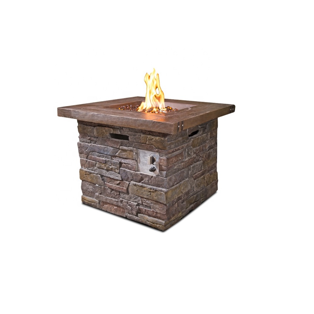 34808736 30.25 in. Classic Stone Square Gas Fire Pit