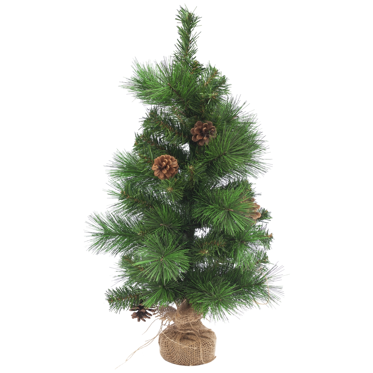34865503 23.5 in. Mixed Pine & Pine Cones Artificial Christmas Tree in Jute Base