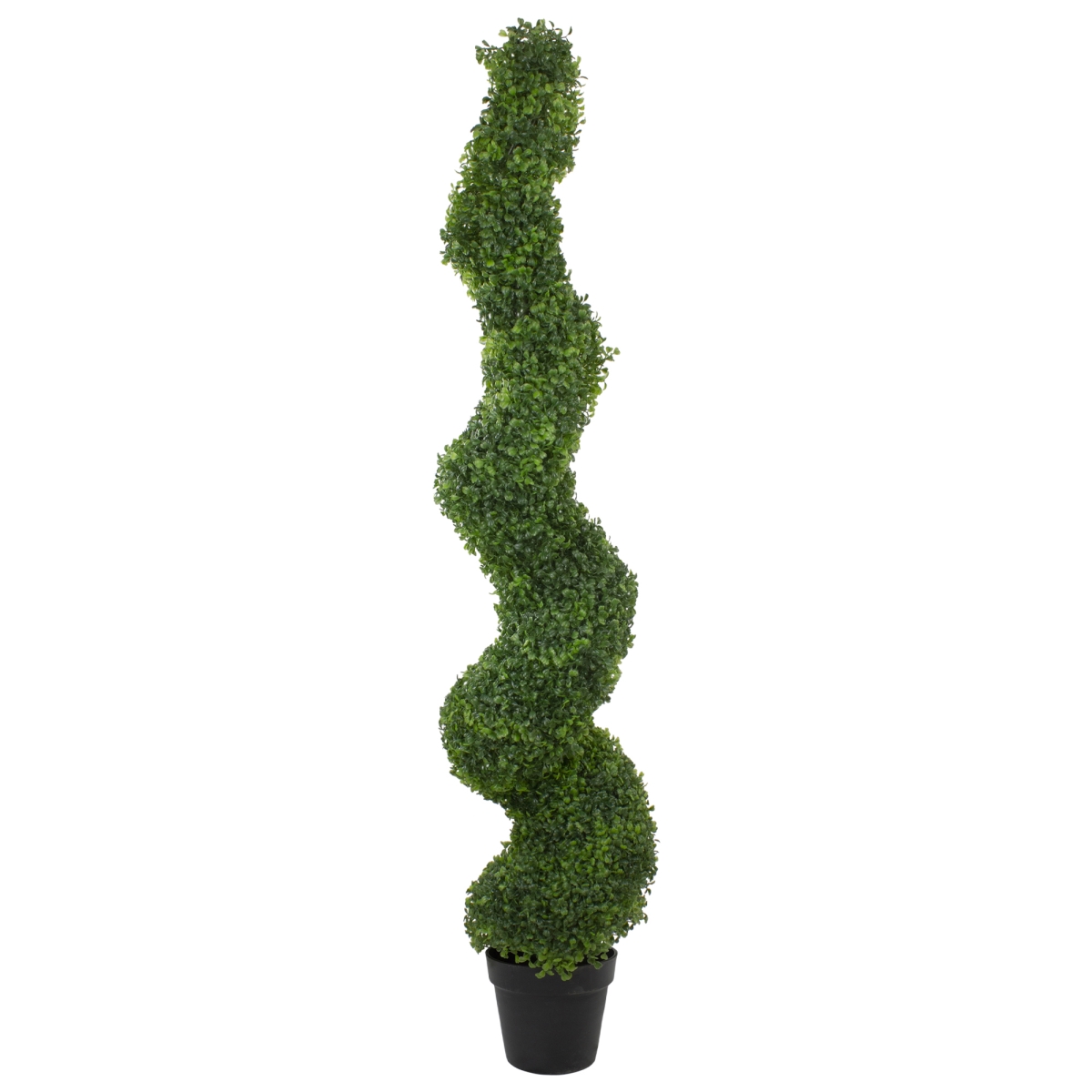 34681905 48 in. Two Tone Green Artificial Spiral Boxwood Topiary Potted Tree