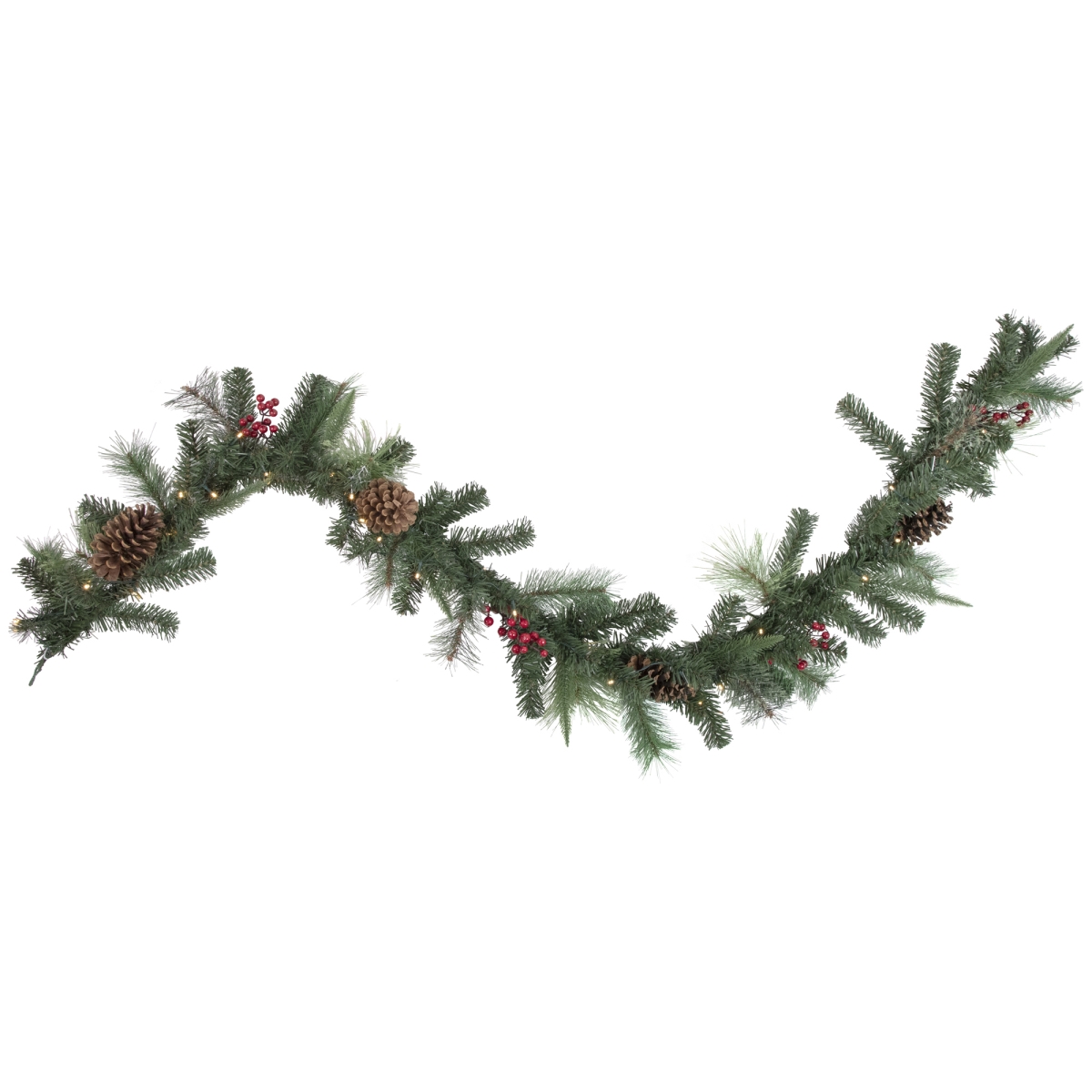 34936413 6 ft. x 9 in. Pre-Lit Decorated Pine Cone & Berries Artificial Christmas Garland -  NorthLight